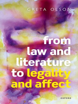 cover image of From Law and Literature to Legality and Affect